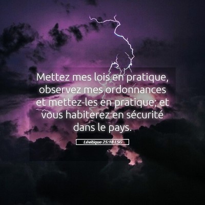 Picture 05 - Lévitique 25:18 LSG - Mettez mes lois en pratique, observez mes - Bible Verse Picture