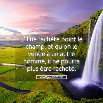 Picture 05 - Lévitique 27:20 LSG - S'il ne rachète point le champ, et qu'on le - Bible Verse Picture
