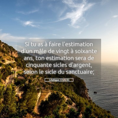 Picture 05 - Lévitique 27:3 LSG - Si tu as à faire l'estimation d'un mâle de - Bible Verse Picture