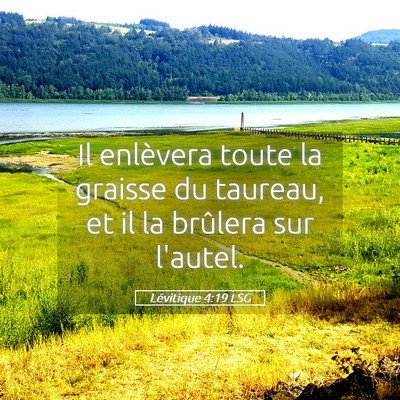 Picture 05 - Lévitique 4:19 LSG - Il enlèvera toute la graisse du taureau, et il - Bible Verse Picture
