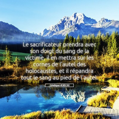 Picture 05 - Lévitique 4:30 LSG - Le sacrificateur prendra avec son doigt du sang - Bible Verse Picture