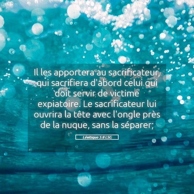 Picture 05 - Lévitique 5:8 LSG - Il les apportera au sacrificateur, qui sacrifiera - Bible Verse Picture