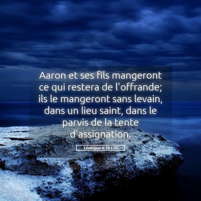 Picture 05 - Lévitique 6:16 LSG - Aaron et ses fils mangeront ce qui restera de - Bible Verse Picture