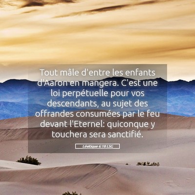 Picture 05 - Lévitique 6:18 LSG - Tout mâle d'entre les enfants d'Aaron en - Bible Verse Picture