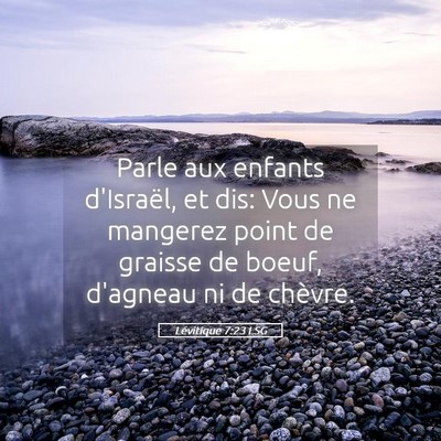 Picture 05 - Lévitique 7:23 LSG - Parle aux enfants d'Israël, et dis: Vous ne - Bible Verse Picture