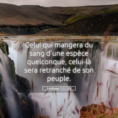 Picture 05 - Lévitique 7:27 LSG - Celui qui mangera du sang d'une espèce - Bible Verse Picture