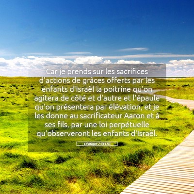 Picture 05 - Lévitique 7:34 LSG - Car je prends sur les sacrifices d'actions de - Bible Verse Picture