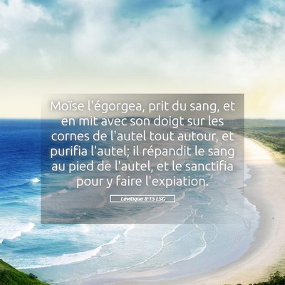 Picture 05 - Lévitique 8:15 LSG - Moïse l'égorgea, prit du sang, et en mit avec - Bible Verse Picture