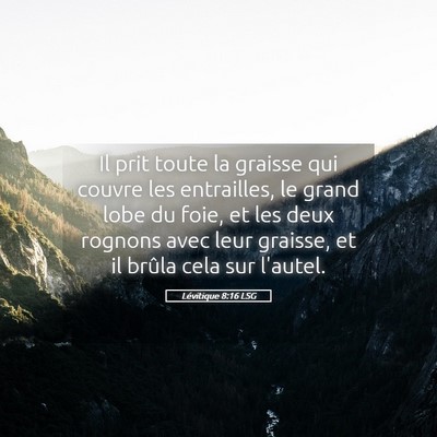 Picture 05 - Lévitique 8:16 LSG - Il prit toute la graisse qui couvre les - Bible Verse Picture