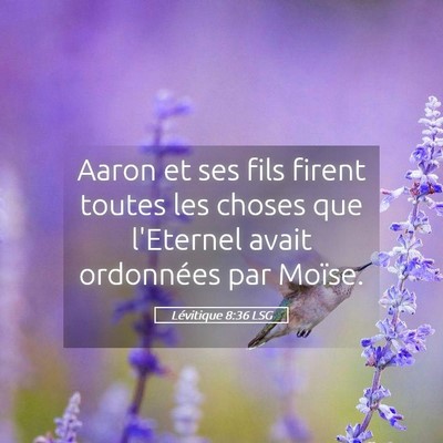 Picture 05 - Lévitique 8:36 LSG - Aaron et ses fils firent toutes les choses que - Bible Verse Picture