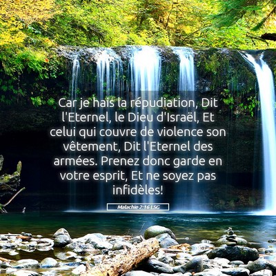Picture 05 - Malachie 2:16 LSG - Car je hais la répudiation, Dit l'Eternel, le - Bible Verse Picture