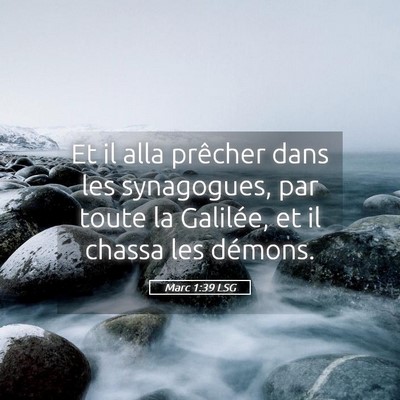 Picture 05 - Marc 1:39 LSG - Et il alla prêcher dans les synagogues, par - Bible Verse Picture
