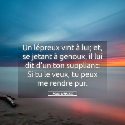 Picture 05 - Marc 1:40 LSG - Un lépreux vint à lui; et, se jetant à genoux, - Bible Verse Picture