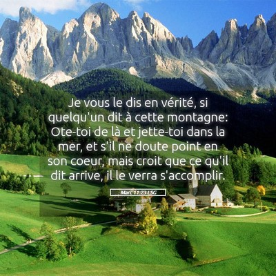 Picture 05 - Marc 11:23 LSG - Je vous le dis en vérité, si quelqu'un dit à - Bible Verse Picture