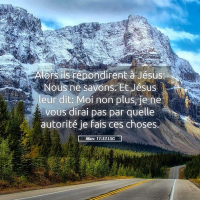 Picture 05 - Marc 11:33 LSG - Alors ils répondirent à Jésus: Nous ne savons. - Bible Verse Picture