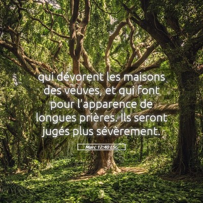 Picture 05 - Marc 12:40 LSG - qui dévorent les maisons des veuves, et qui font - Bible Verse Picture