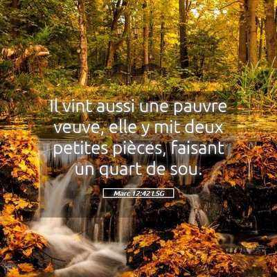 Picture 05 - Marc 12:42 LSG - Il vint aussi une pauvre veuve, elle y mit deux - Bible Verse Picture