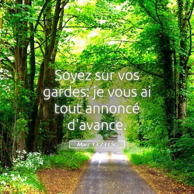 Picture 05 - Marc 13:23 LSG - Soyez sur vos gardes: je vous ai tout annoncé - Bible Verse Picture