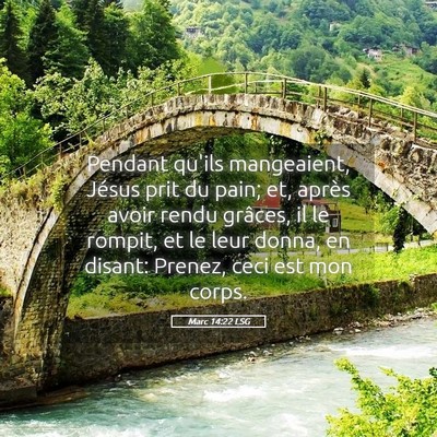 Picture 05 - Marc 14:22 LSG - Pendant qu'ils mangeaient, Jésus prit du pain; - Bible Verse Picture