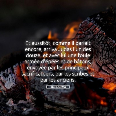 Picture 05 - Marc 14:43 LSG - Et aussitôt, comme il parlait encore, arriva - Bible Verse Picture