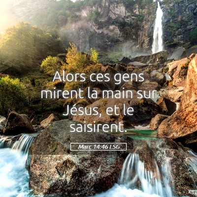 Picture 05 - Marc 14:46 LSG - Alors ces gens mirent la main sur Jésus, et le - Bible Verse Picture
