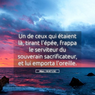 Picture 05 - Marc 14:47 LSG - Un de ceux qui étaient là, tirant l'épée, - Bible Verse Picture