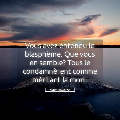 Picture 05 - Marc 14:64 LSG - Vous avez entendu le blasphème. Que vous en - Bible Verse Picture