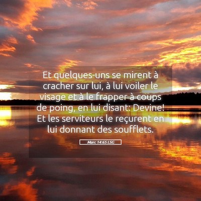 Picture 05 - Marc 14:65 LSG - Et quelques-uns se mirent à cracher sur lui, à - Bible Verse Picture