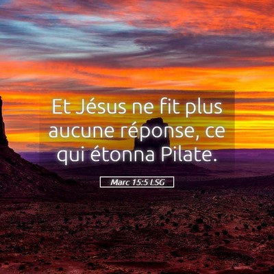 Picture 05 - Marc 15:5 LSG - Et Jésus ne fit plus aucune réponse, ce qui - Bible Verse Picture