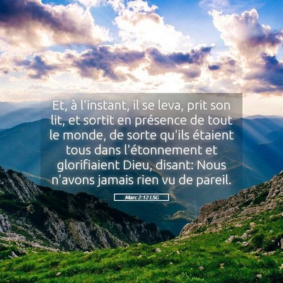 Picture 05 - Marc 2:12 LSG - Et, à l'instant, il se leva, prit son lit, et - Bible Verse Picture