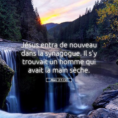 Picture 05 - Marc 3:1 LSG - Jésus entra de nouveau dans la synagogue. Il s'y - Bible Verse Picture
