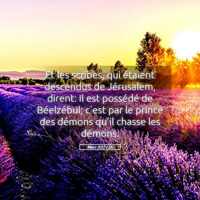 Picture 05 - Marc 3:22 LSG - Et les scribes, qui étaient descendus de - Bible Verse Picture