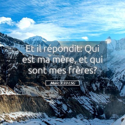 Picture 05 - Marc 3:33 LSG - Et il répondit: Qui est ma mère, et qui sont - Bible Verse Picture