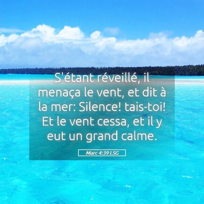 Picture 05 - Marc 4:39 LSG - S'étant réveillé, il menaça le vent, et dit - Bible Verse Picture