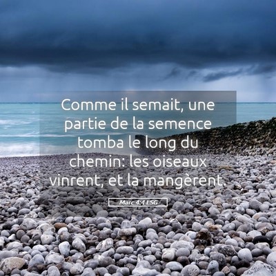 Picture 05 - Marc 4:4 LSG - Comme il semait, une partie de la semence tomba - Bible Verse Picture
