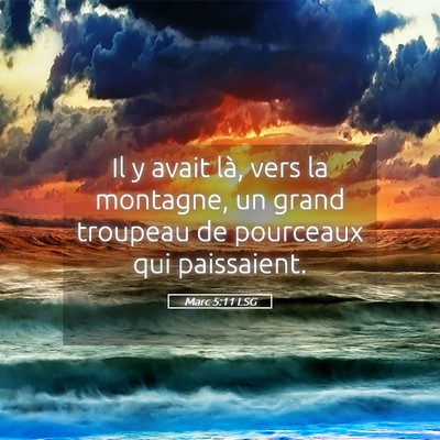 Picture 05 - Marc 5:11 LSG - Il y avait là, vers la montagne, un grand - Bible Verse Picture