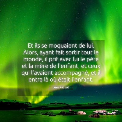 Picture 05 - Marc 5:40 LSG - Et ils se moquaient de lui. Alors, ayant fait - Bible Verse Picture
