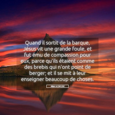Picture 05 - Marc 6:34 LSG - Quand il sortit de la barque, Jésus vit une - Bible Verse Picture