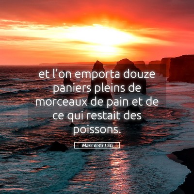 Picture 05 - Marc 6:43 LSG - et l'on emporta douze paniers pleins de morceaux - Bible Verse Picture