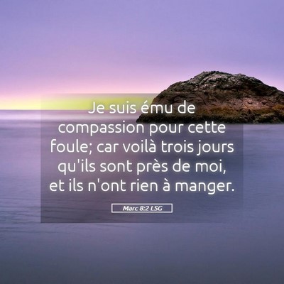 Picture 05 - Marc 8:2 LSG - Je suis ému de compassion pour cette foule; car - Bible Verse Picture