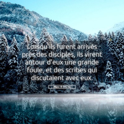 Picture 05 - Marc 9:14 LSG - Lorsqu'ils furent arrivés près des disciples, - Bible Verse Picture
