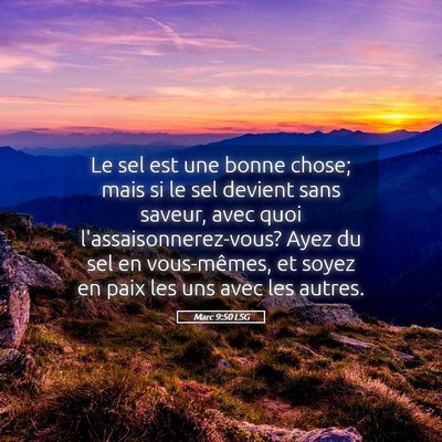 Picture 05 - Marc 9:50 LSG - Le sel est une bonne chose; mais si le sel - Bible Verse Picture