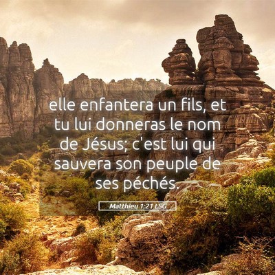 Picture 05 - Matthieu 1:21 LSG - elle enfantera un fils, et tu lui donneras le nom - Bible Verse Picture