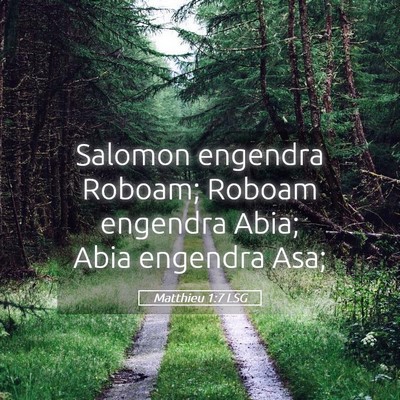Picture 05 - Matthieu 1:7 LSG - Salomon engendra Roboam; Roboam engendra Abia; - Bible Verse Picture