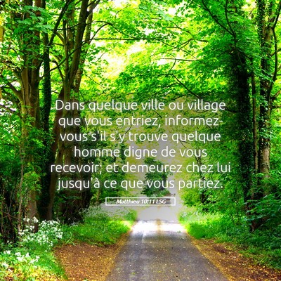 Picture 05 - Matthieu 10:11 LSG - Dans quelque ville ou village que vous entriez, - Bible Verse Picture