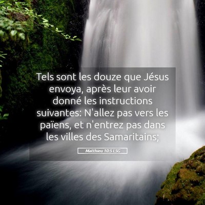 Picture 05 - Matthieu 10:5 LSG - Tels sont les douze que Jésus envoya, après - Bible Verse Picture