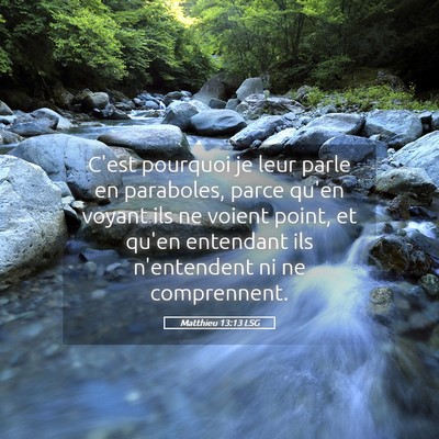 Picture 05 - Matthieu 13:13 LSG - C'est pourquoi je leur parle en paraboles, parce - Bible Verse Picture