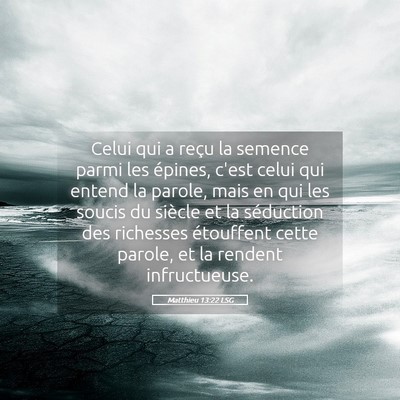 Picture 05 - Matthieu 13:22 LSG - Celui qui a reçu la semence parmi les épines, - Bible Verse Picture
