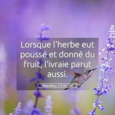 Picture 05 - Matthieu 13:26 LSG - Lorsque l'herbe eut poussé et donné du fruit, - Bible Verse Picture