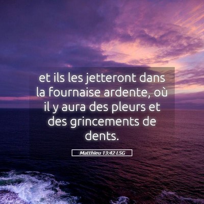 Picture 05 - Matthieu 13:42 LSG - et ils les jetteront dans la fournaise ardente, - Bible Verse Picture